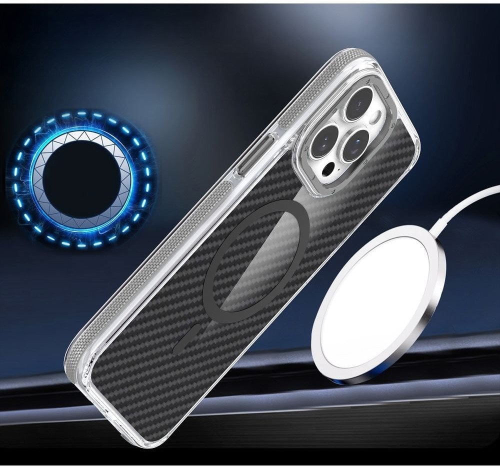 Futerał FIBER kompatybilny z MagSafe do IPHONE 16 szary