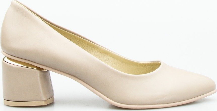 Optimo Czółenka z lustrzaną wstawką eko skóra beżowe Optimo-36