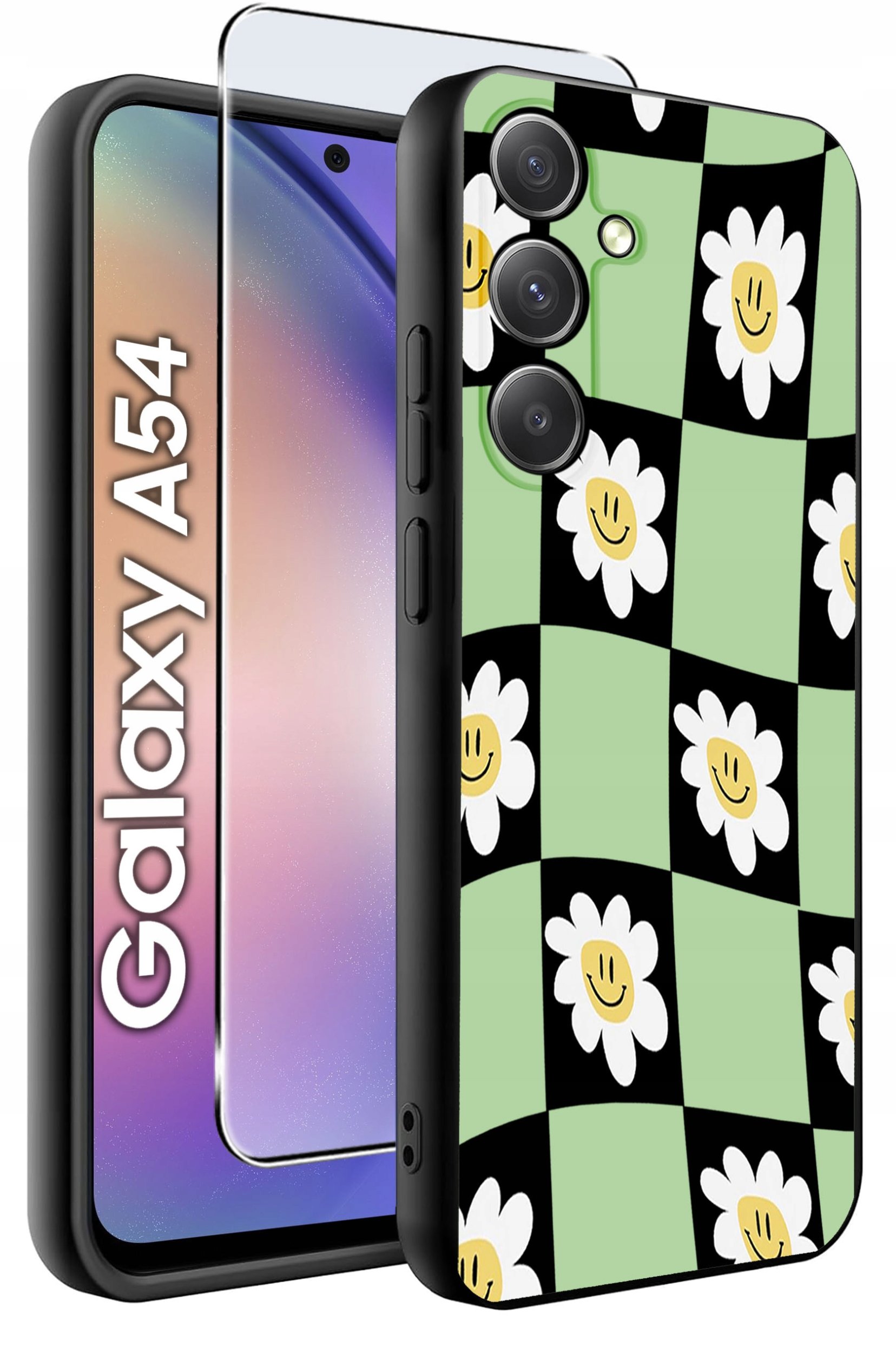 ETUI do Samsung A54 5G WZORY | SILIKONOWE MATT CASE + SZKŁO 9H