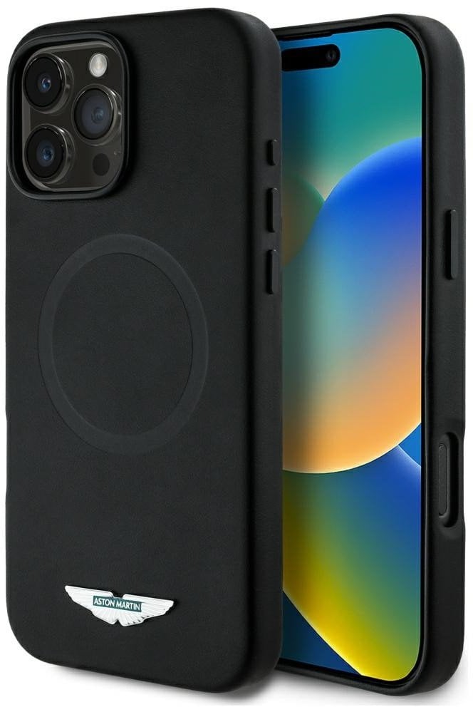 ETUI ASTON MARTIN HC FW LOGO DO IPHONE 16 PRO MAGSAFE CZARNY