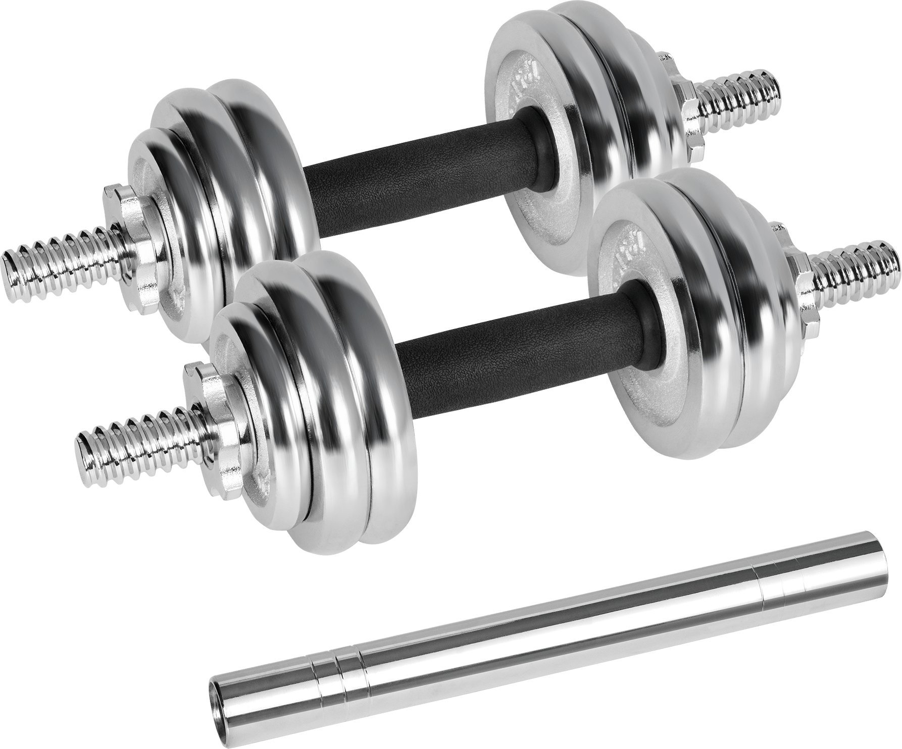 Hantle żeliwne chromowane regulowane w walizce z gryfem, zestaw 15kg REBEL ACTIVE