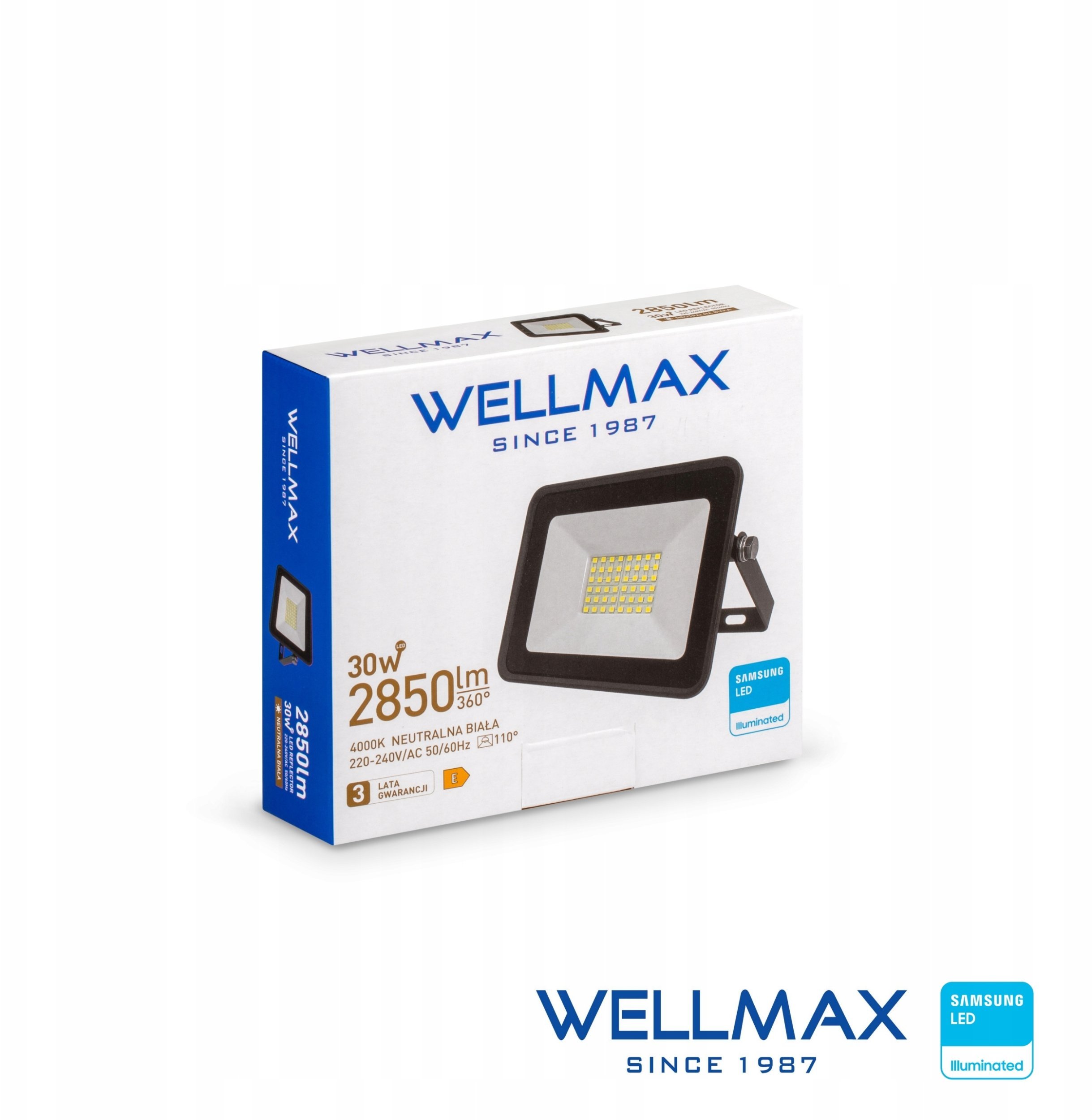 Naświetlacz Wellmax Naświetlacz LED 30W 95lm/W 2850lm IP65 Neutralny 4000K SAMSUNG / GOL1FLN030