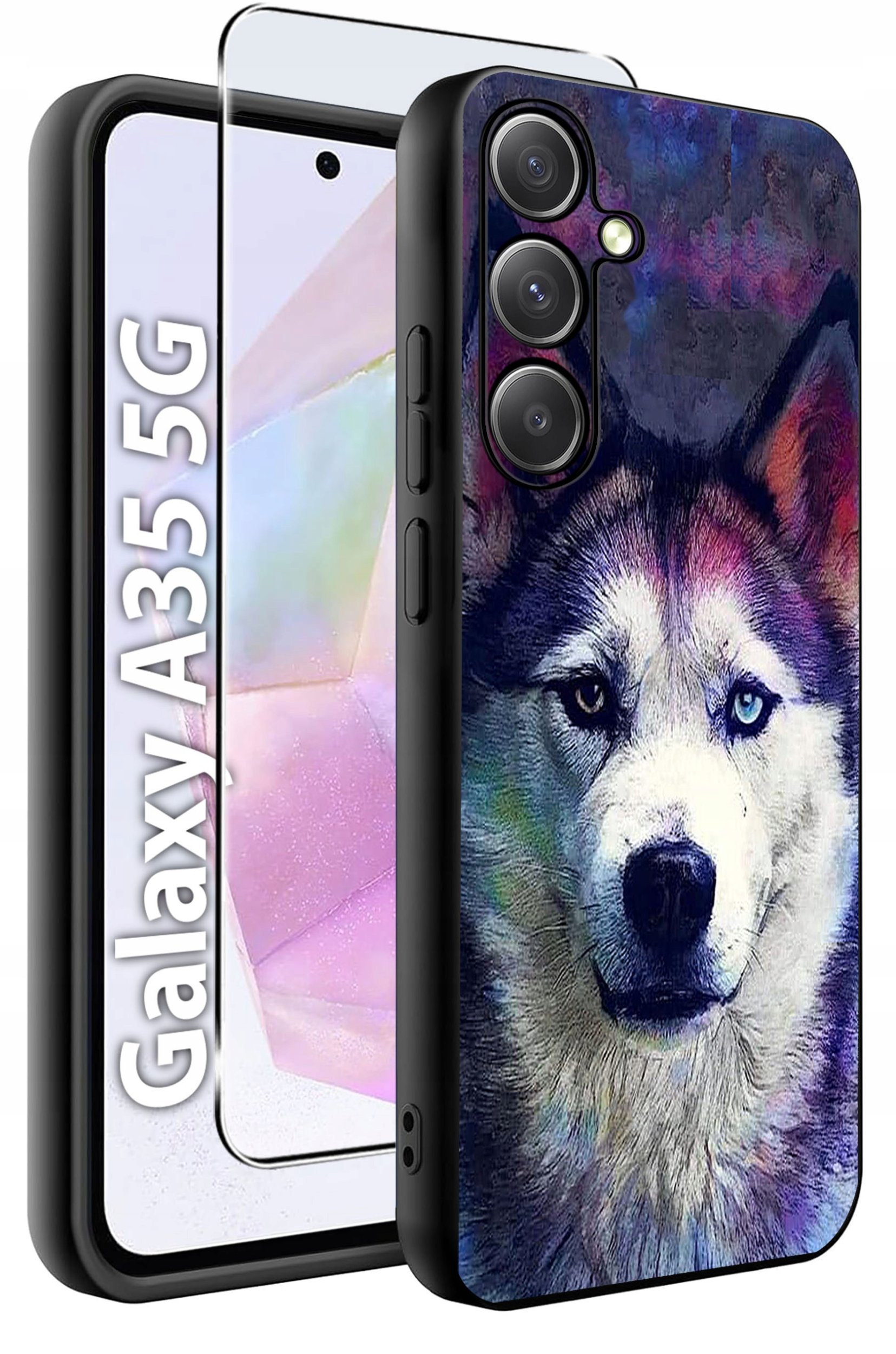 ETUI do Samsung A35 5G WZORY | SILIKONOWE MATT CASE + SZKŁO HARTOWANE 9H