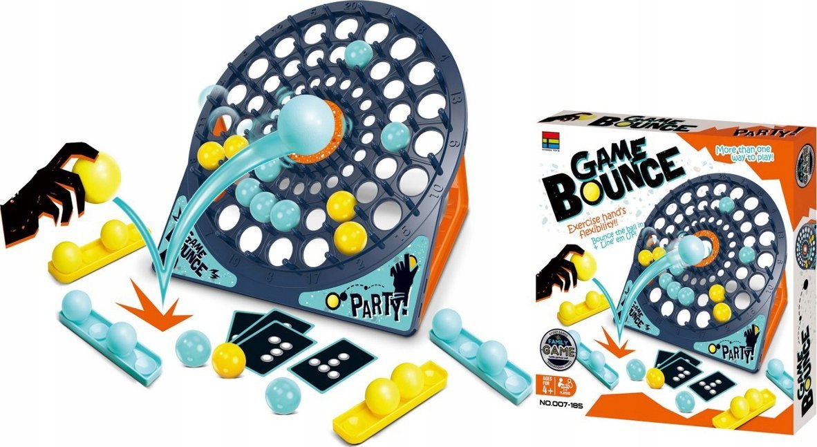 Rodzinna Gra Zręcznościowa BOUNCE GAME, Układanka, Tarcza, Karty, Piłeczki