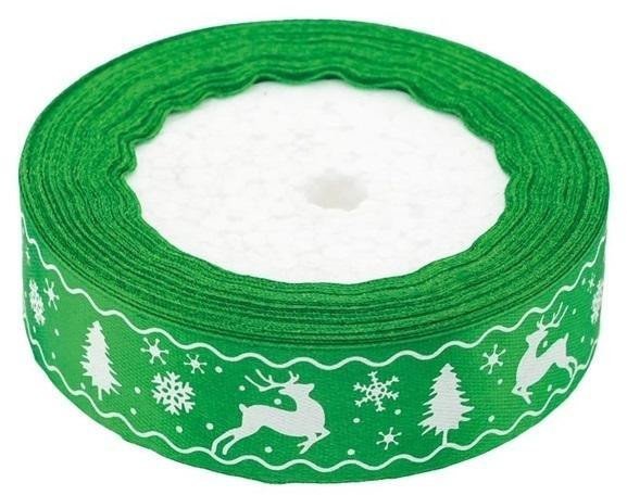 Wstążka satynowa z motywem świątecznym 12mmx22m