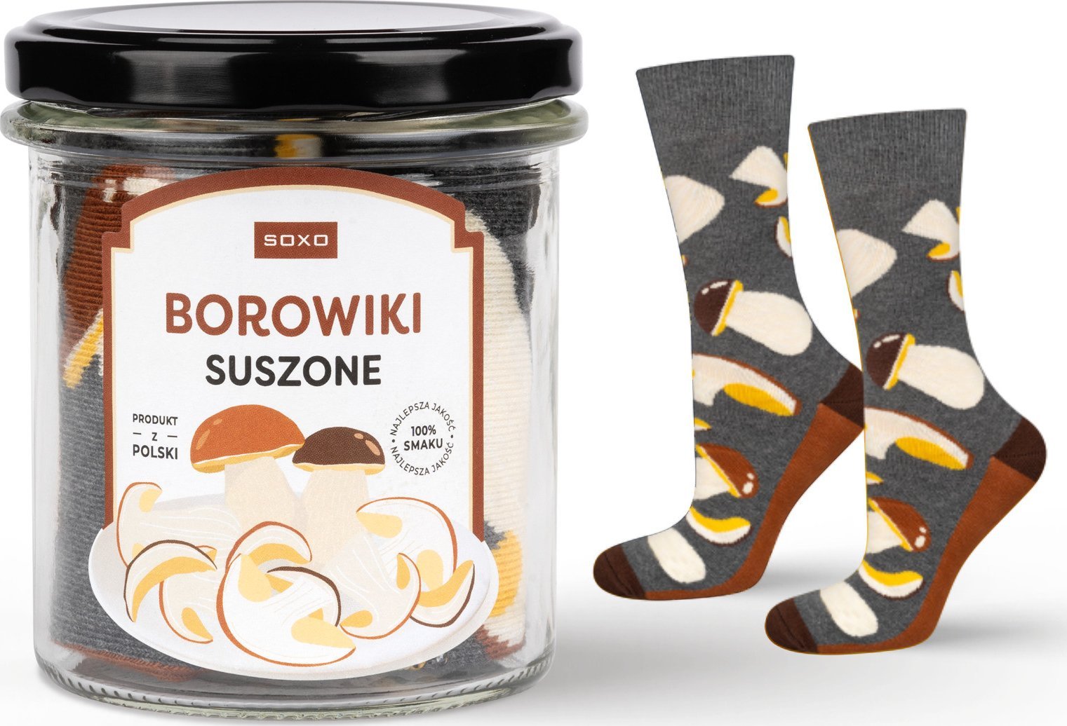 Soxo Skarpetki męskie SOXO borowiki suszone w słoiku 4045
