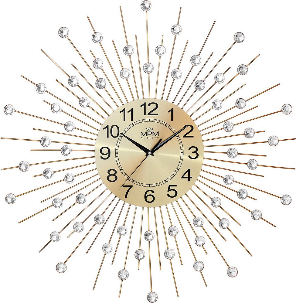 Duży zegar ścienny MPM E04.4497.80 z kryształkami 60 cm .