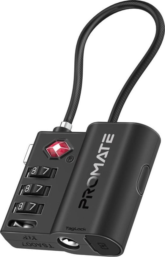 Promate TagLock TSA Luggage Lock with Smart Precision Tracking Tag + Apple Find My