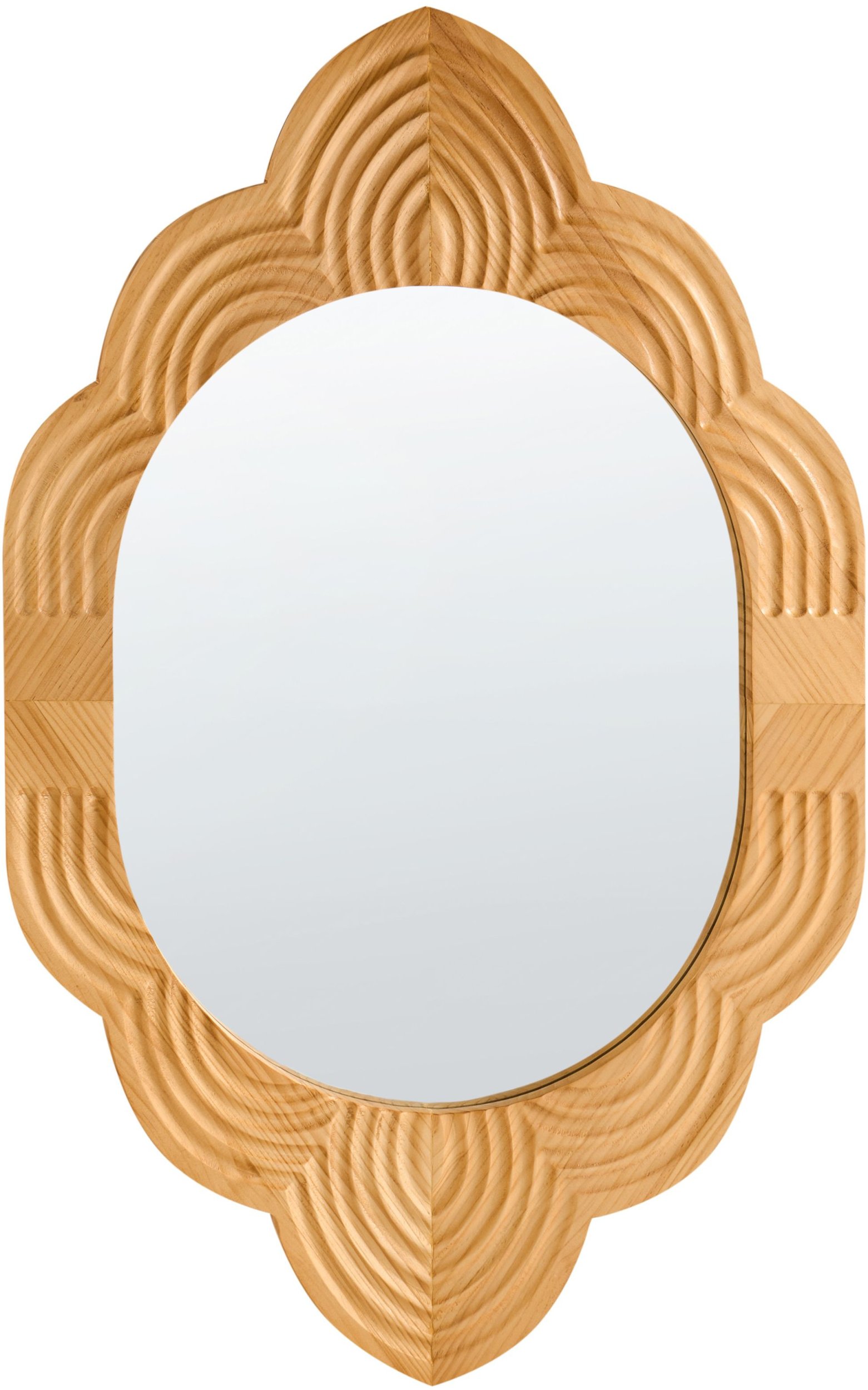 Beliani Lustro ścienne FRESVILLE 62 cm 100 cm Sosnowe drewno Jasnobrązowy