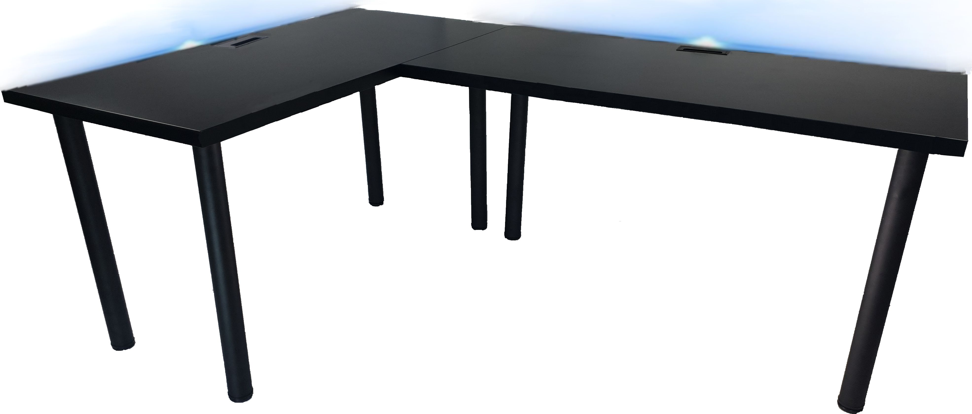 Biurko Daming Model 2 Czarne 202 cmx136 cm x 2,8 cm z prostokątnym przepustem na kable