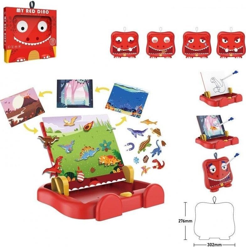 Trifox DUŻA TABLICA MAGNETYCZNA DINOZAUR PISAK + MAGNESY