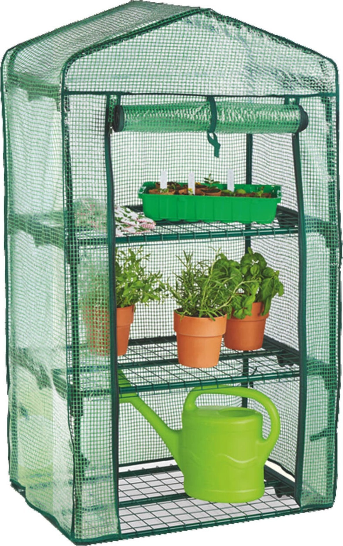 vidaXL Szklarnia balkonowa ogrodowa warzywniak z trzema półkami na kwiaty 69 x 49 x 125 cm