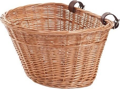 WickerPL Wiklinowy Kosz Rowerowy + 2 Paski Skórzane 42x36 H24 cm
