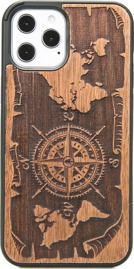 BeWood Drewniane Etui iPhone 12 Pro Max RÓŻA WIATRÓW MERBAU