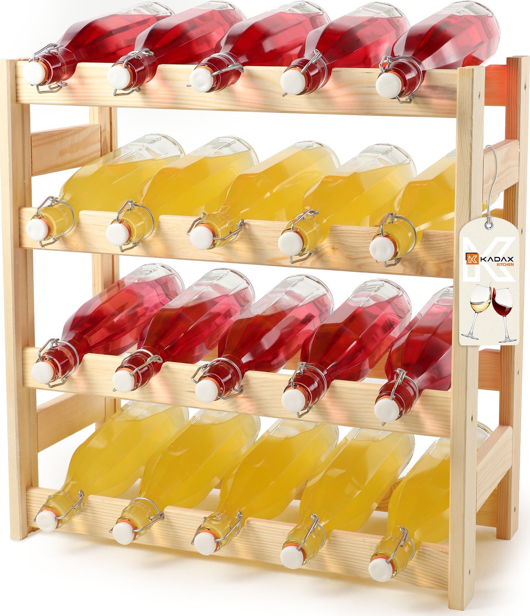 Kadax KADAX Stojak Regał Na Wino 20 Butelek Drewniany