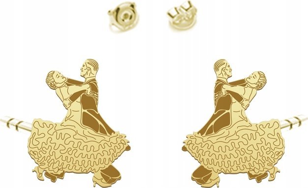 Radziszewska Jewellery Kolczyki Złote Taniec Towarzyski Sztyfty Prezent Srebro 925 ŻYCZENIA GRATIS