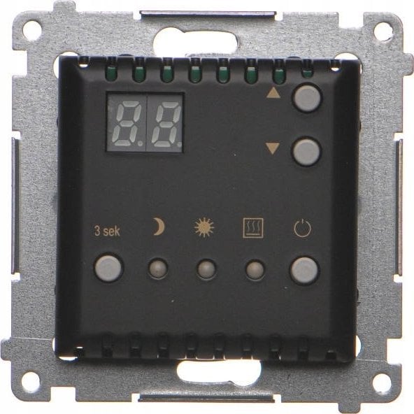 Kontakt-Simon Simon 54 Regulator temperatury z wyświetlaczem z czujnikiem wewnętrznym (moduł) 16(2) A 230V czarny mat DTRNW.01/49