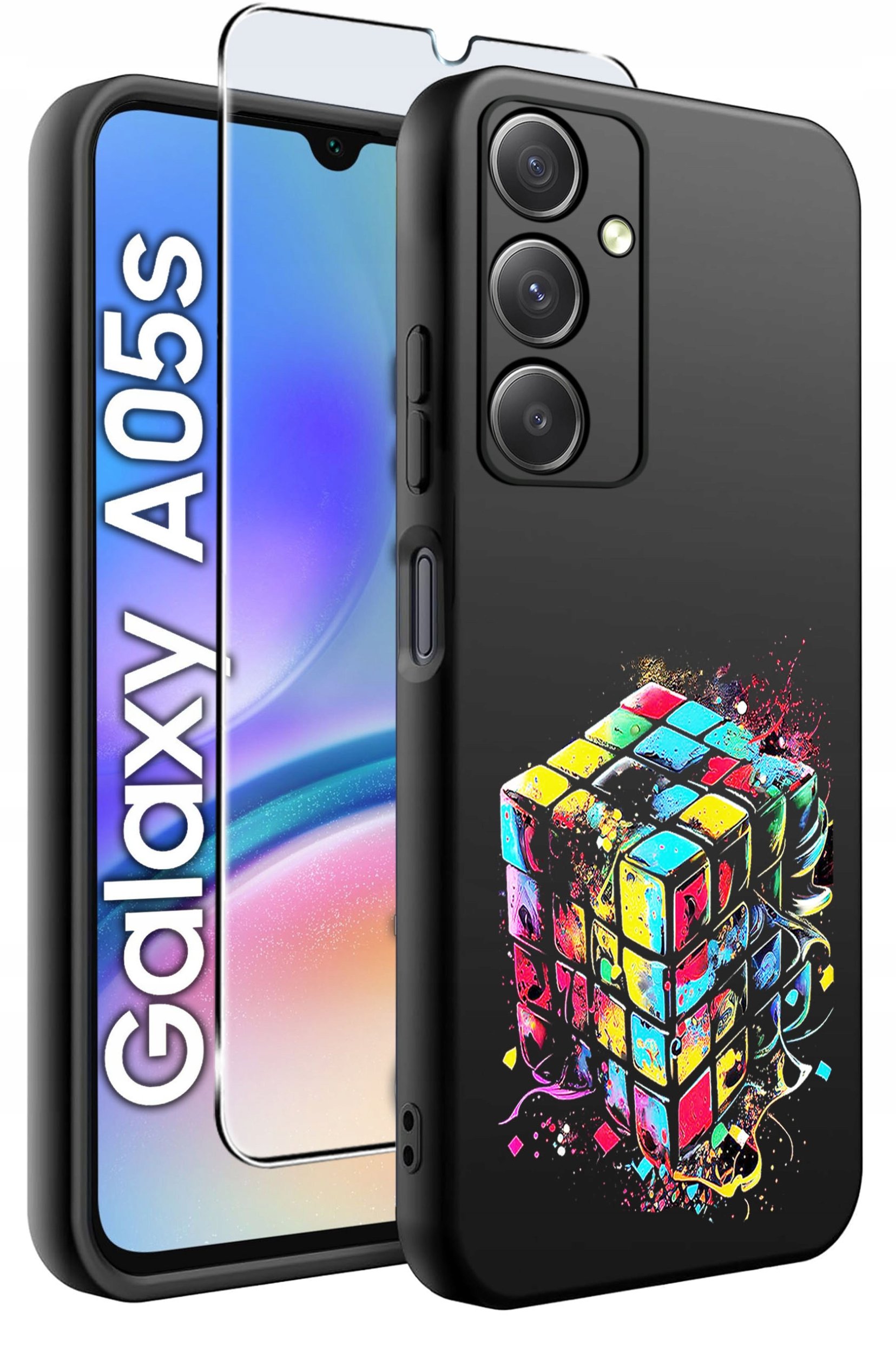 ETUI do Samsung A05s WZORY | SILIKONOWE MATT CASE + SZKŁO 9H