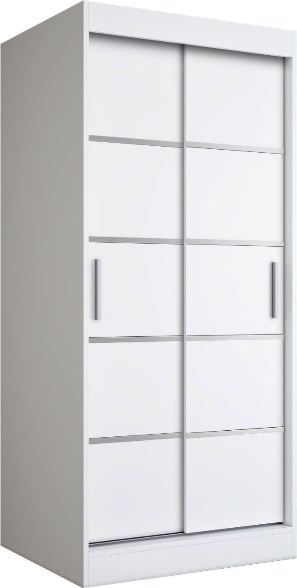 MKPOL Szafa przesuwna MODUO COMFORT 90 biała mat z listwami