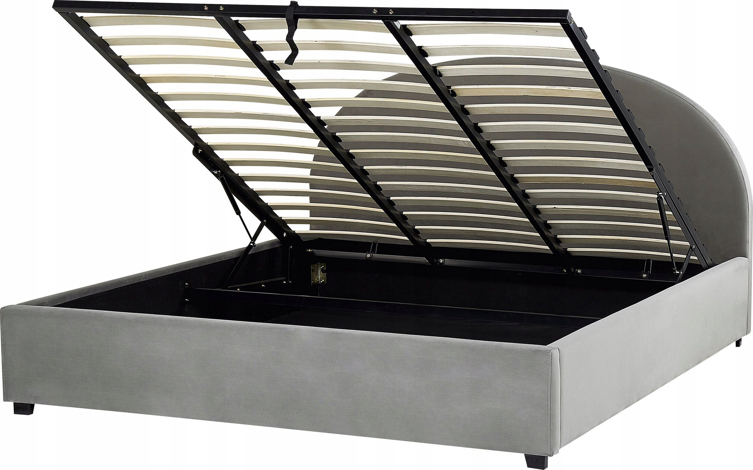 Beliani Łóżko z pojemnikiem welurowe 180 x 200 cm szare VAUCLUSE