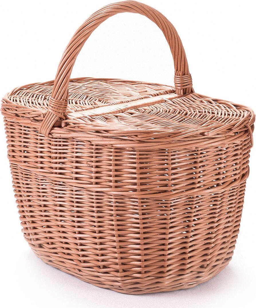 Wiklinowy Świat Wiklinowy kosz piknikowy owalny koszyk zamykany na grzyby owoce na piknik na prezent