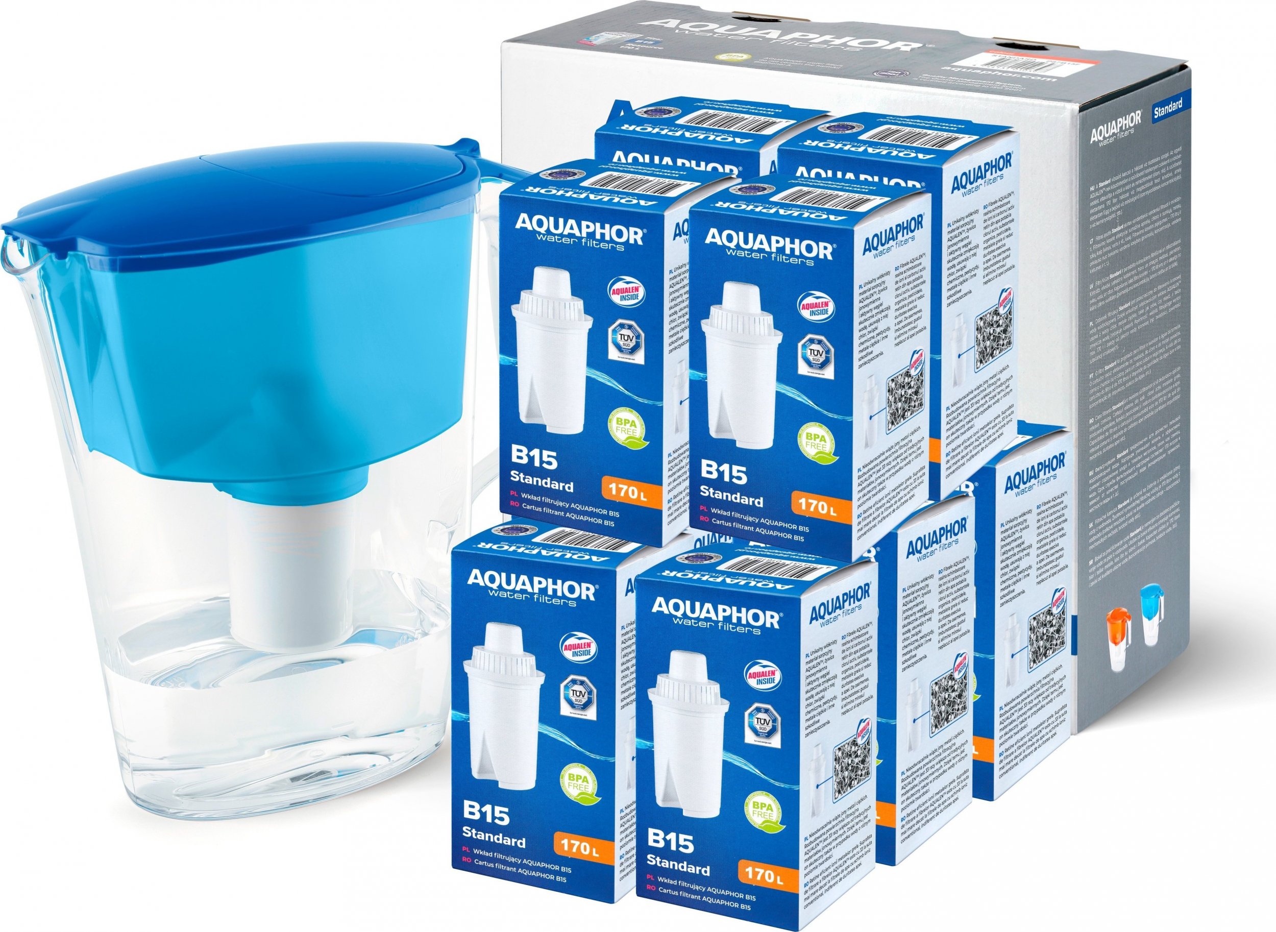 Dzbanek filtrujący Aquaphor 10x FILTR AQUAPHOR B15/B100-15 STANDARD DZBANEK GRATIS