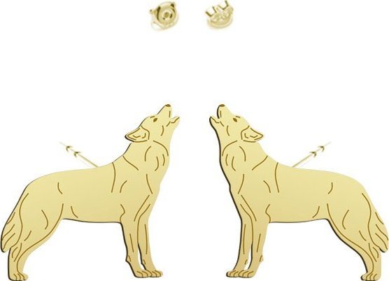 Radziszewska Jewellery Kolczyki z Wilkiem srebro pozłacane - MEJK Jewellery