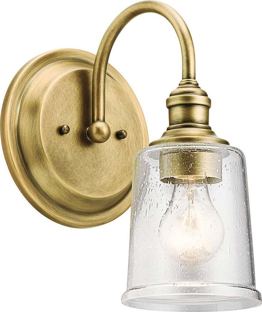Kinkiet Kichler Kinkiet LAMPA ścienna KL-WAVERLY1-NBR Elstead KICHLER industrialna OPRAWA szklana vintage mosiądz przezroczysta