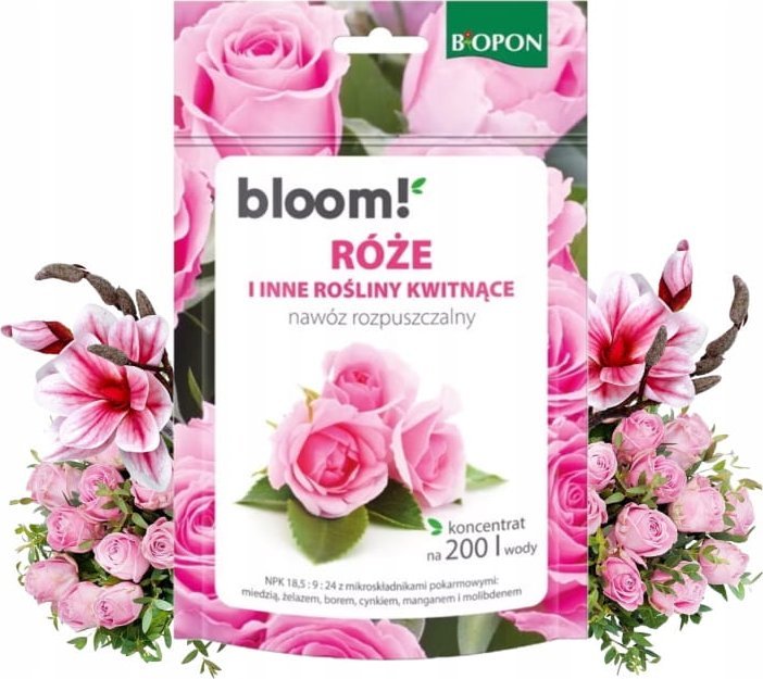 Nawóz rozpuszczalny do róż, kwiatów kwitnących 200g bujne długie kwitnienie