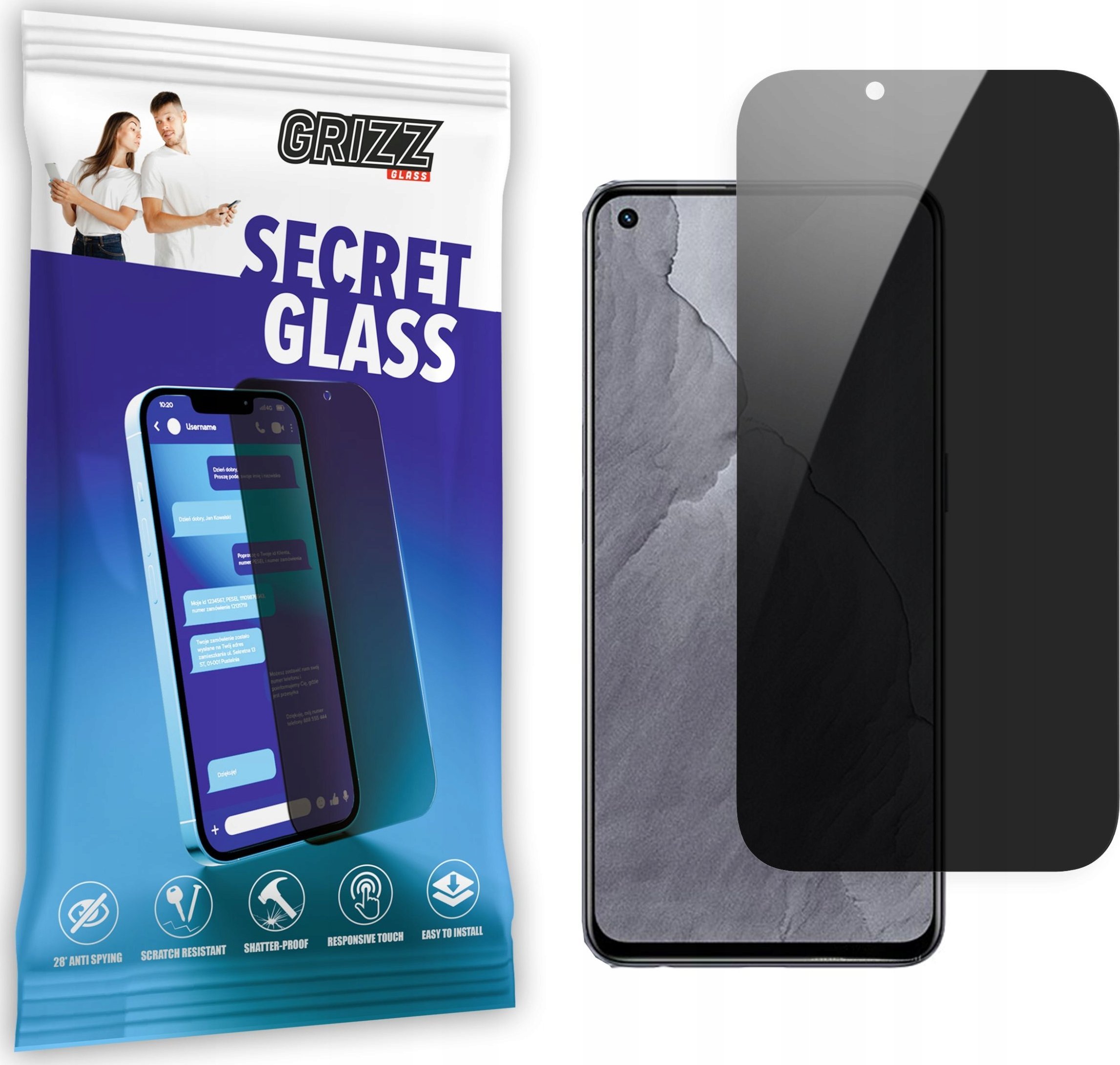 GrizzGlass Szkło prywatyzujące GrizzGlass SecretGlass Realme GT 5G