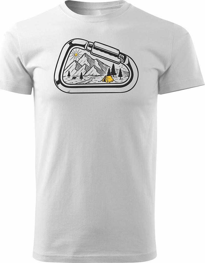 Topslang Koszulka z górami w góry wspinaczka climbing karabińczyk męska biała REGULAR L