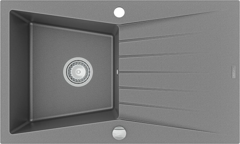 Zlewozmywak Mexen Mexen Cesar zlewozmywak granitowy 1-komorowy z ociekaczem 775 x 470 mm, szary - 6514771010-71