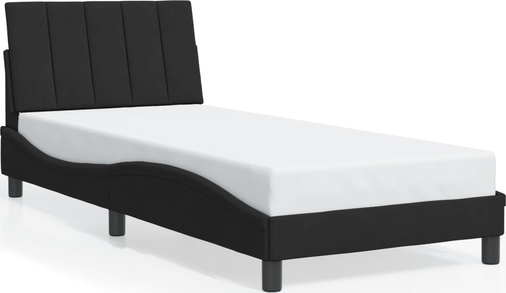 vidaXL vidaXL Rama łóżka z zagłówkiem, czarna, 90x200 cm, aksamitem