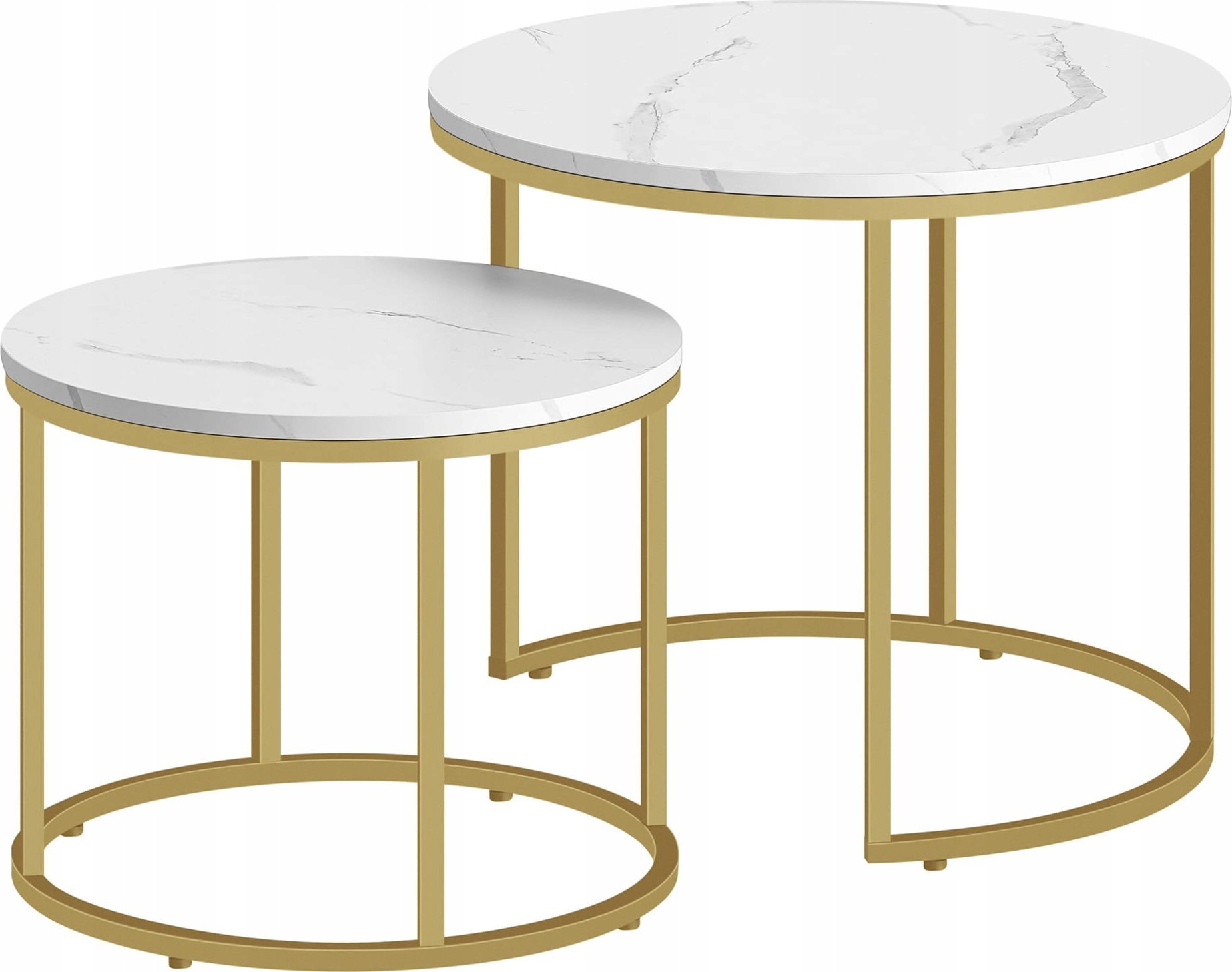 Leobert Stolik kawowy okrągły 2szt - marmur / nogi złote
