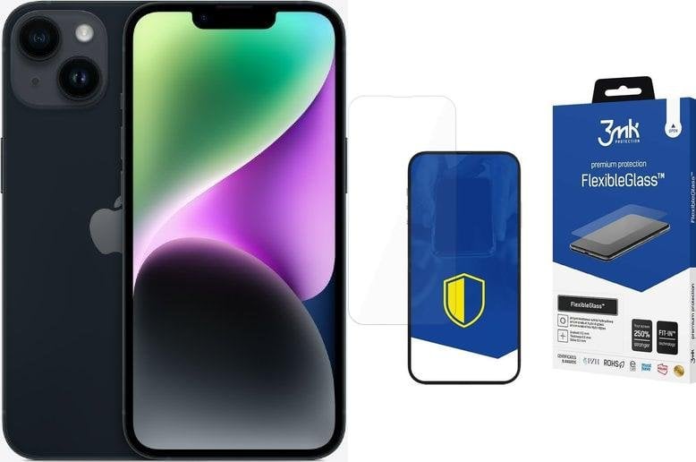 Smartfon Apple iPhone 14 128GB Midnight (MPUF3) + FlexibleGlass