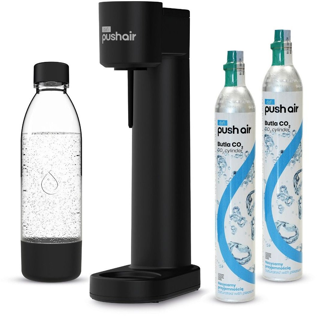 Saturator Dafi PushAir + butelka + 2 x gaz Czarny