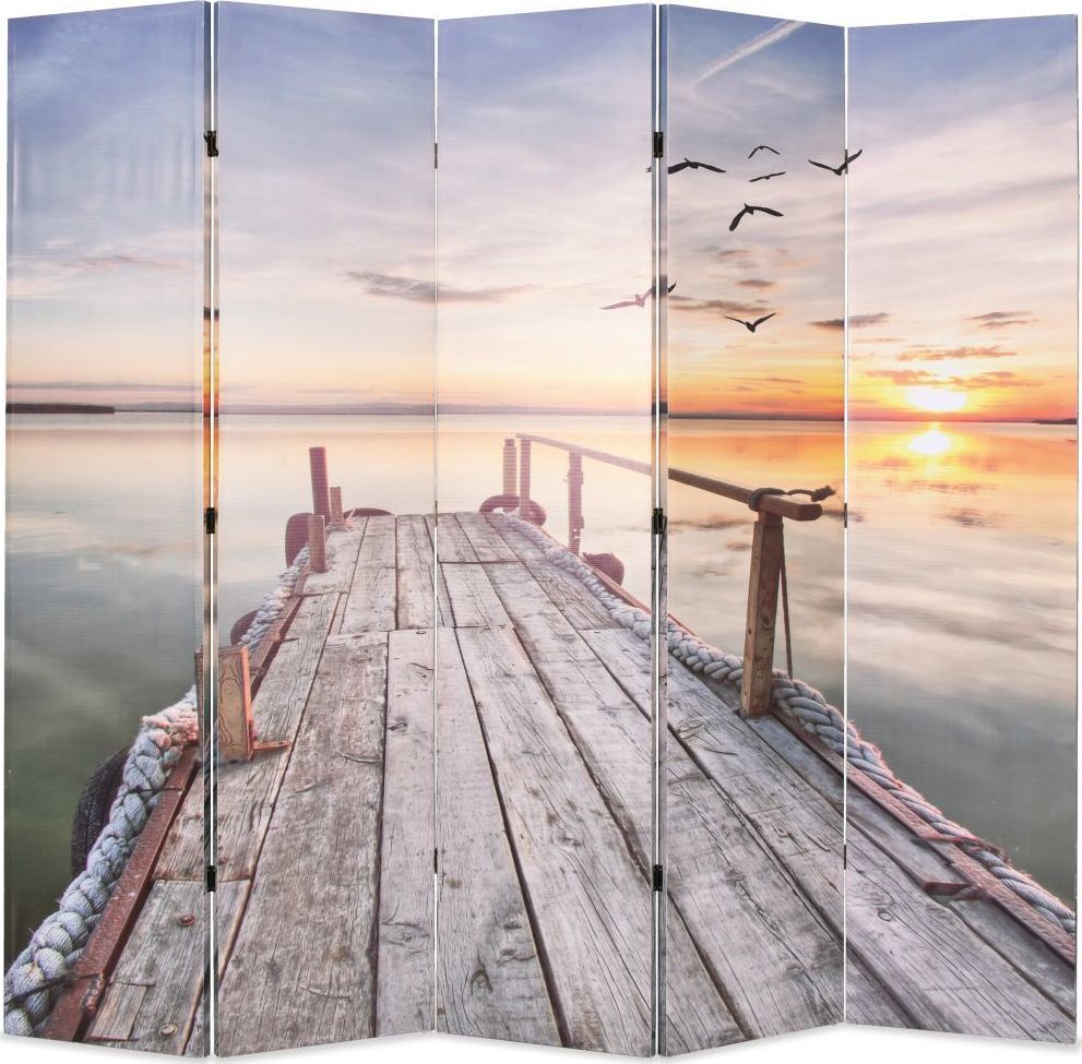vidaXL Składany parawan, 200x170 cm, motyw jeziora