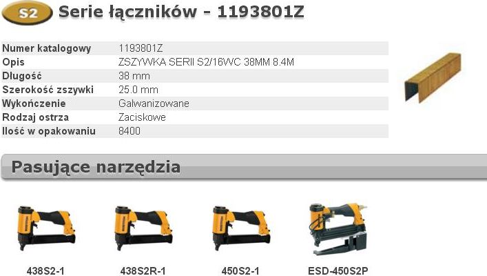 Bostitch BOSTITCH ZSZYWKI S2/16WC 38MM 8.4M B1193801Z - 1193801Z