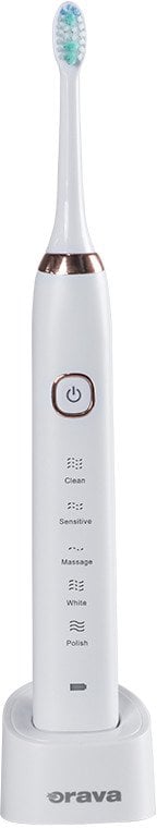 Orava Stomafresh sonický zubní kartáček, 5 režimů, cestovní pouzdro, časovač, bílá