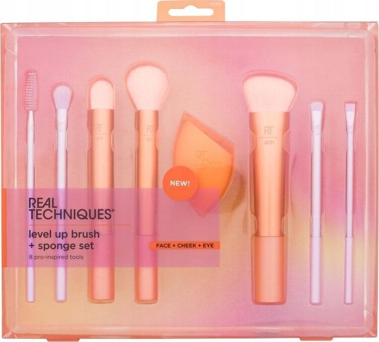 REAL TECHNIQUES_SET Level Up Brush and Sponge zestaw pędzli do makijażu 7szt. + gąbka do makijażu
