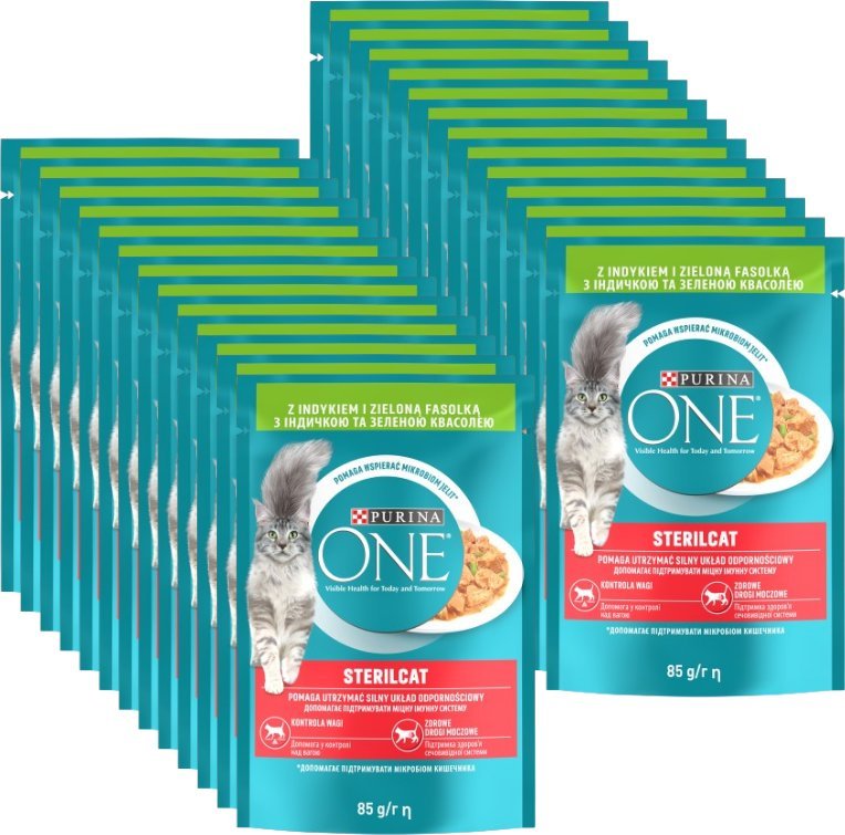 Purina One Sterilcat z indykiem i zieloną fasolką 26x85g