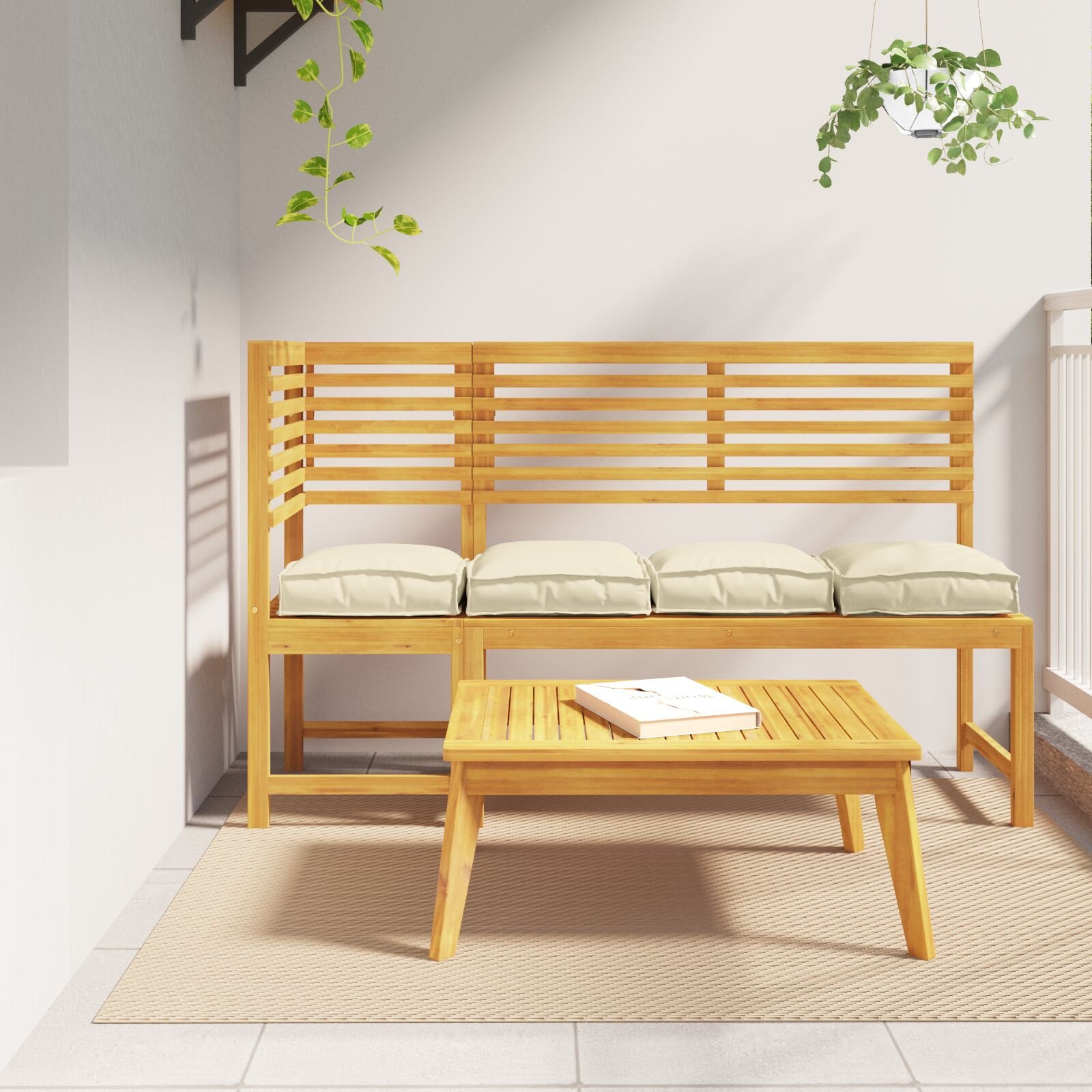 vidaXL Poduszka na Zewnątrz Zestaw 4 Kremowy Poliester 40 x 40 x 8 cm