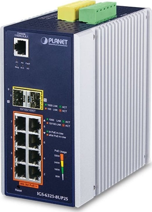 Switch Planet PLANET IGS-6325-8UP2S łącza sieciowe Zarządzany L3 Gigabit Ethernet (10/100/1000) Obsługa PoE Aluminium, Czarny