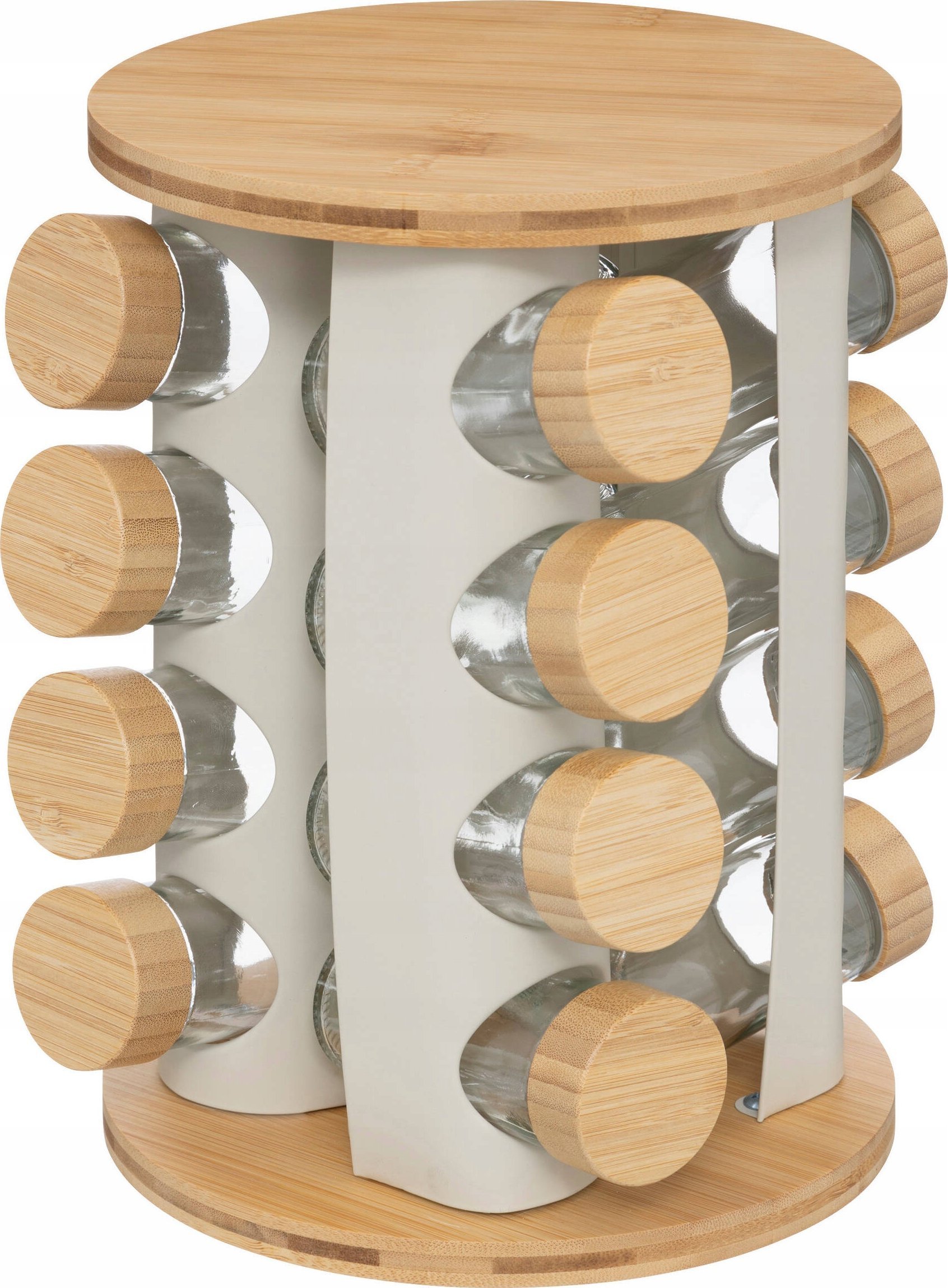 Obrotowy stojak na przyprawy SENSIA 13 słoików z bambusowymi zakrętkami