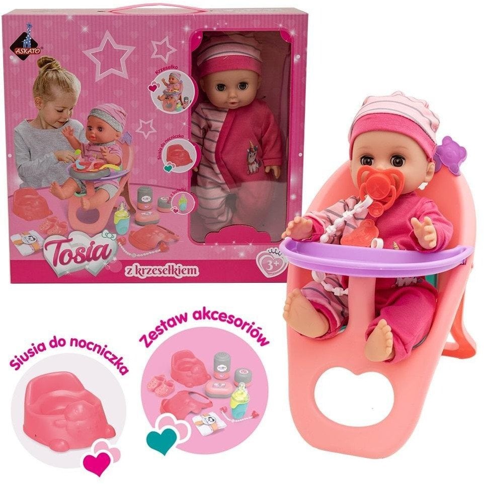 Lalka z krzesełkiem do karmienia