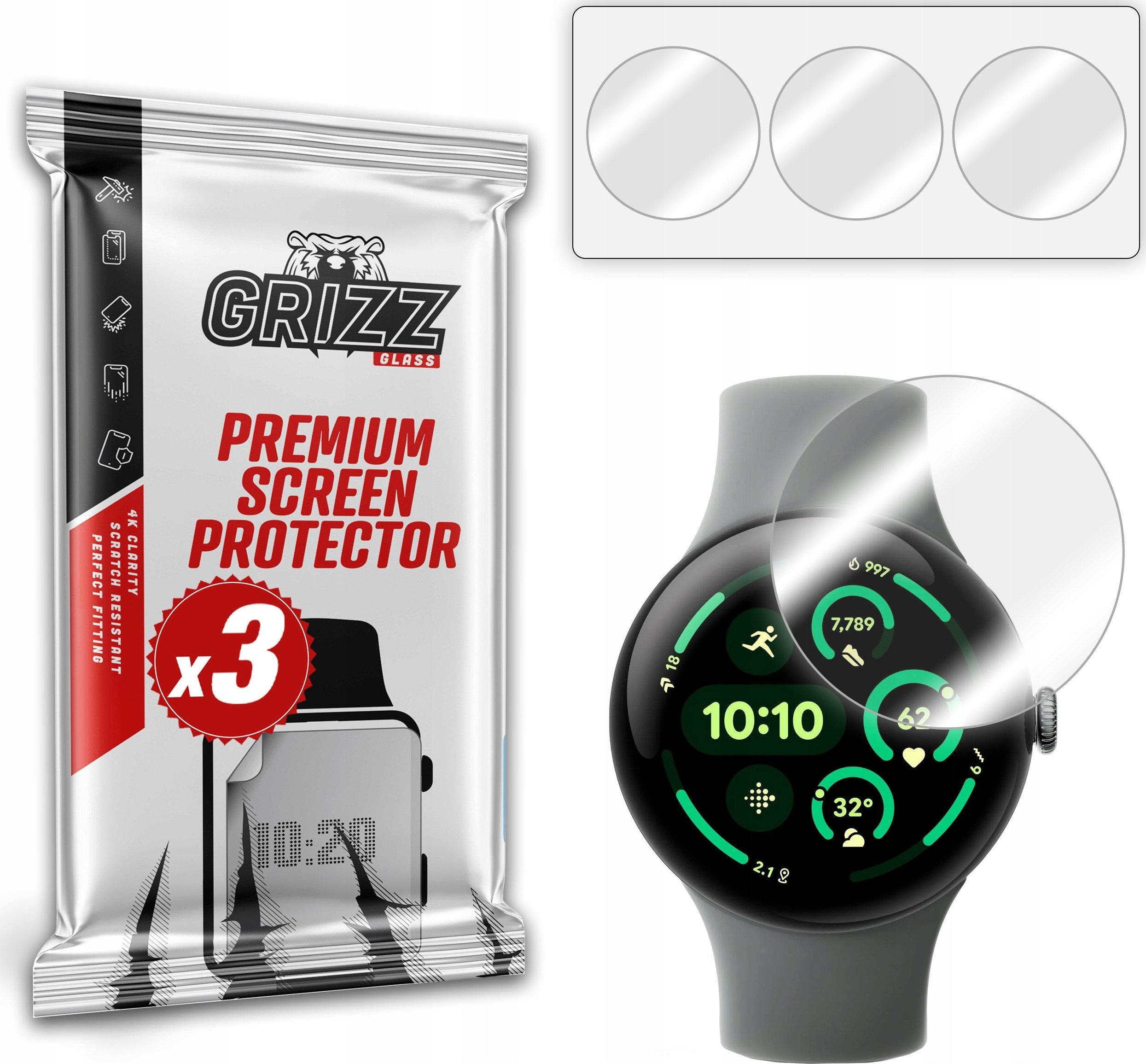 GrizzGlass Folia hydrożelowa GrizzGlass Hydrofilm do Google Pixel Watch 3 41mm