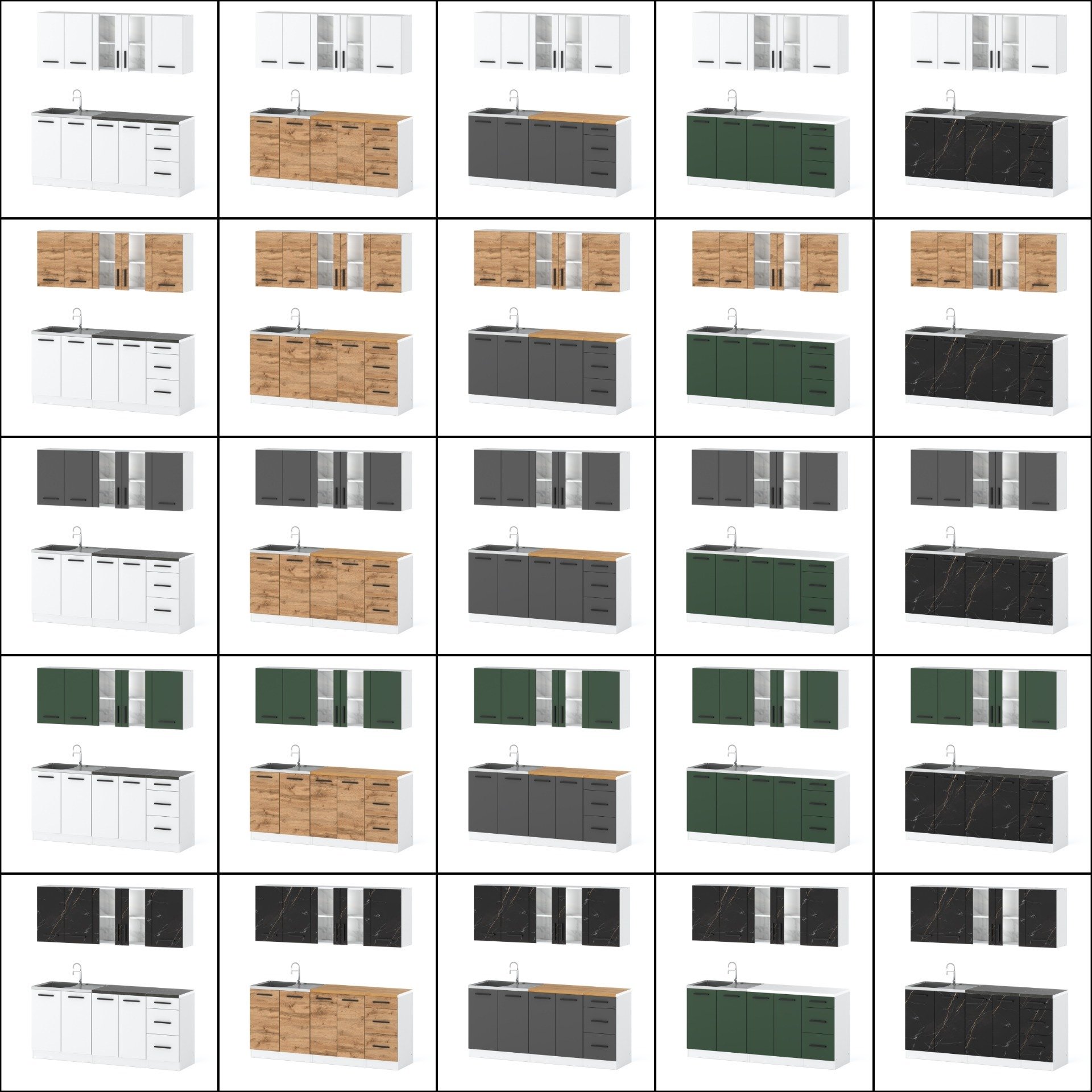 Kuchnia Narożna Modułowa Z Blatem 3.2m Biały San Sebastian Butelkowa Zieleń