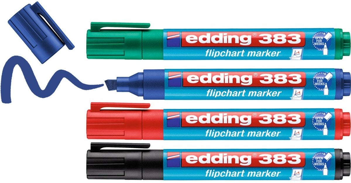 Marker do flipchartów e-383 EDDING, 1-5 mm, 4 szt., mix kolorów
