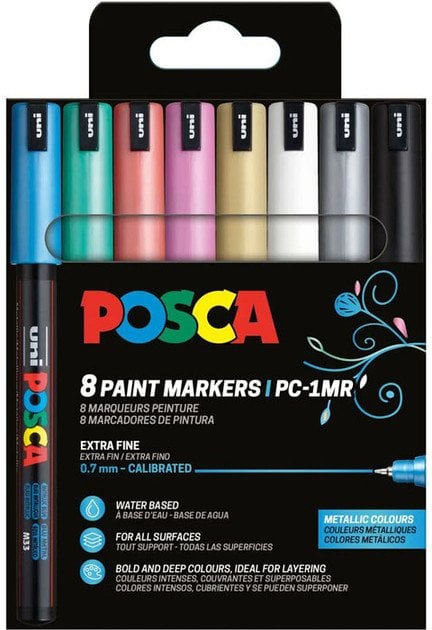 POSCA PC-1MR 8stk Metallic Farver (inkl. sort+hvid)