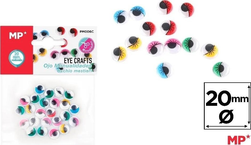 Titanum Oczy ruchome samoprzylepne kolorowe 20mm